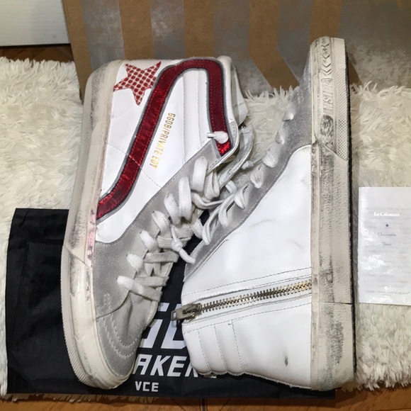 GOLDEN GOOSE “SLIDE” SUEDE & LEATHER SNEAKERS - Picture 5 of 8